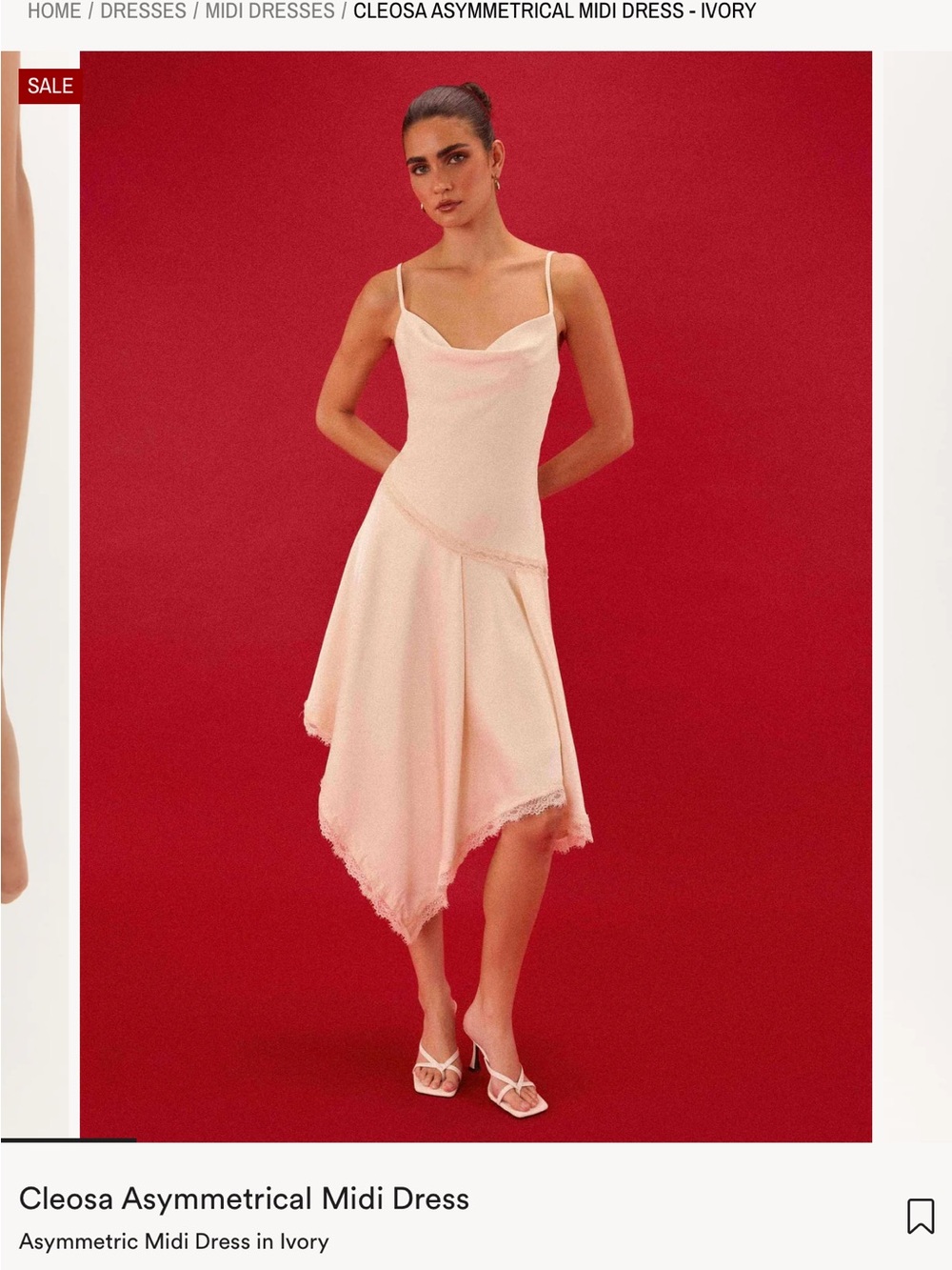 Cleosa Asymmetrical Midi Dress - Ivory